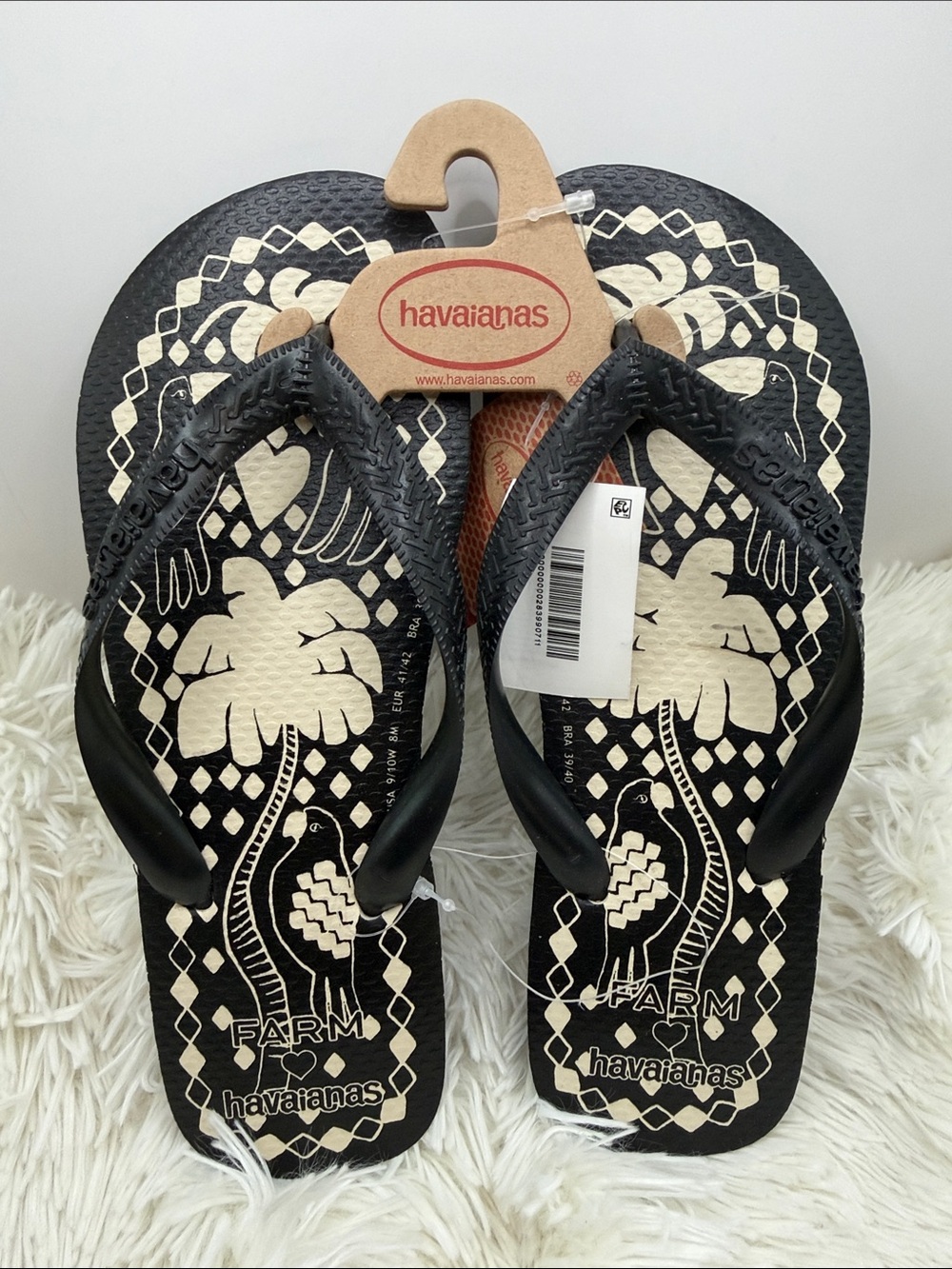 Havaianas Black & Cream Tropical Palm Flip Flops
